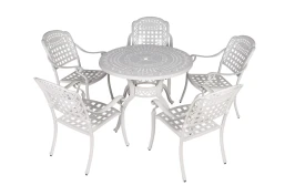 Стол из литого алюминия ВУЛКАН «VOLCANO» D100  -  Белый