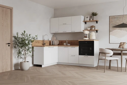 Готовая кухня КГ Угловой 1500*2100 (без пм) , Белый софт матовый Арника РМ