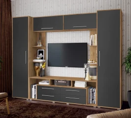 Гостиная Гармония, Графит софт, Дуб Крафт