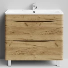 Тумба Адель 90 напольный, Дуб Тортуга ПВХ 2357-43 Vodok с раковиной в комплекте