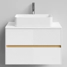 Тумба Аурум 80, базовая Белая эмаль, матовая, 2 ящика, подвесной Vodok с раковиной в комплекте