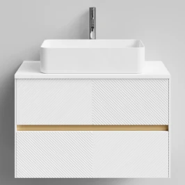 Тумба Аурум 80, базовая Белая эмаль, матовая, 2 ящика, подвесной Vodok с раковиной в комплекте