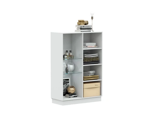 Шкаф-стекло низкий Магнолия, Белый глянец холодный