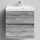 Тумба Бест 60  подвесной, Лиственница структурная контрастно-серая ПВХ 64202 Vodok с раковиной в комплекте