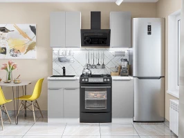 Модульная прямая кухня Фьюжн-05 Silky Light Grey