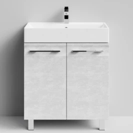 Тумба Мальта 70 напольный, двери, Белый камень ПВХ 57805 Vodok с раковиной в комплекте