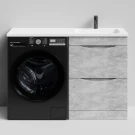 Тумба Смайл 120 напольный, под стиральную машину, правая, Горный камень ПВХ 57807 Vodok с раковиной в комплекте