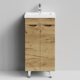Тумба Смайл 40 напольный, Дуб Тортуга ПВХ 2357-43 Vodok с раковиной в комплекте