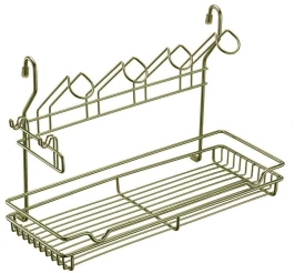 Полка одноярусная с подставкой для 4-х кружек Античная бронза