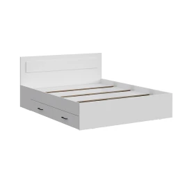 Кровать двойная с ящиками Бали, Белый шагрень