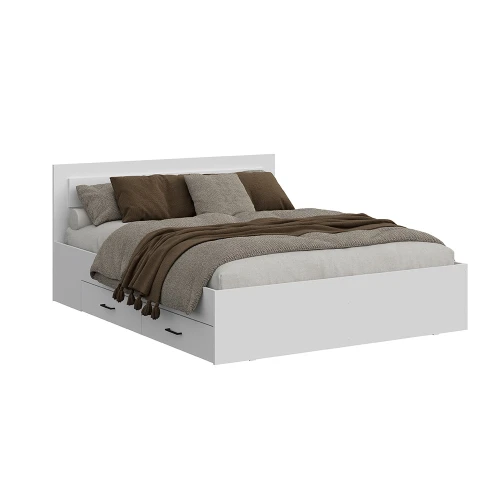 Кровать двойная с ящиками Бали, Белый шагрень