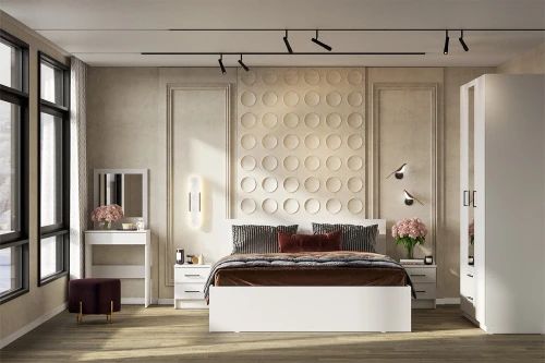 Кровать двойная с ящиками Бали, Белый шагрень