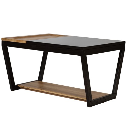 Стол журнальный BeautyStyle 31 дуб вотан/черный/стекло черное