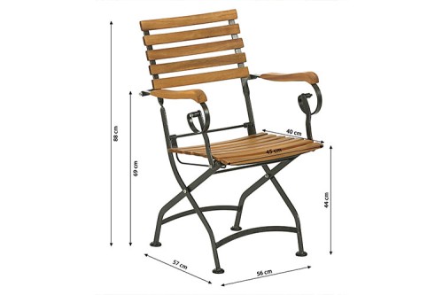 Стул из акации LATA складной с подлокотниками