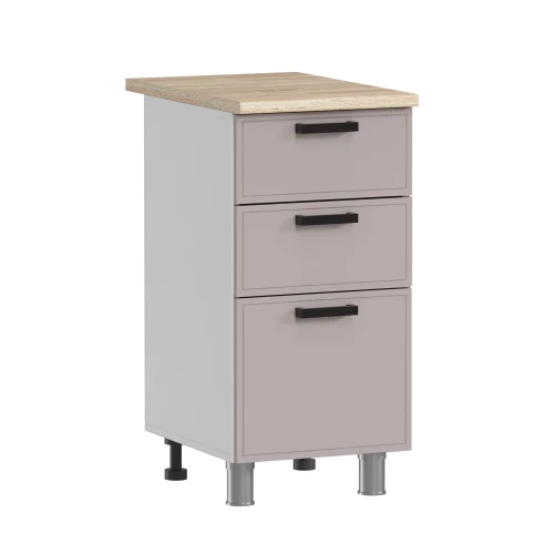 Готовая кухня МК Аленушка 1м с 3 ящ. Магнолия Кашемир,скоба черный,сонома