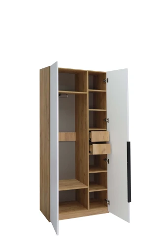 Шкаф Стефани 2, Дуб Крафт Золотой / Софт Белый