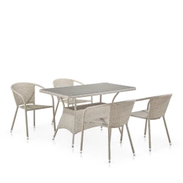 Комплект плетеной мебели T198D/Y137C-W85 Latte (4+1) Комплект плетеной мебели T198D/Y137C-W85 Latte (4+1)