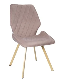 DC233 Стул мягкий поворотный 360, СЕРО-БЕЖЕВЫЙ#M420-05 велюр, каркас металл, шампань КВАДРАТ