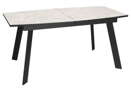 Стол DikLine XL160 хромикс белый/черный / опоры черные