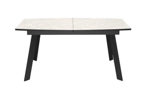 Стол DikLine XL160 хромикс белый/черный / опоры черные