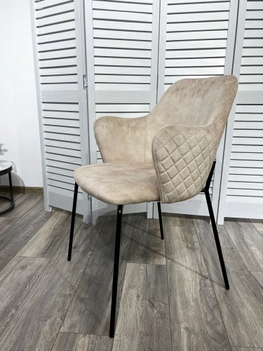 Стул AMARETTO VBP206 античный светло-бежевый, велюр без пальчикового эффекта /черный каркас, М-City