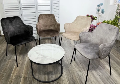 Стул AMARETTO VBP206 античный светло-бежевый, велюр без пальчикового эффекта /черный каркас, М-City