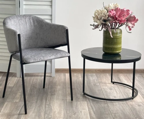 Стул ДИЛЛ, цвет RAIN 17 серый, велюр / черный каркас М-City