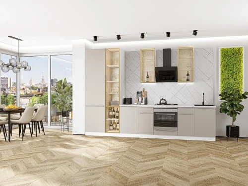 Кухонный гарнитур Фьюжн-08 Cream Silk Белый