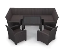 Комплект садовой мебели под ротанг Калифорния “California“с П- образный диваном 136х264х136 см 6 мест, 2 кресла  без подушек со столом 95х95 см