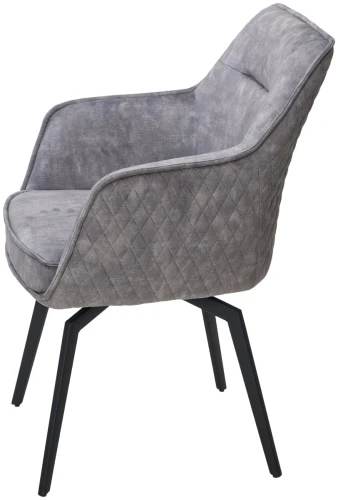 Стул RENLY 180 град. поворот. 7525-180 Серый, велюр / Черный, ®DISAUR