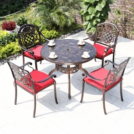 Комплект мебели из литого алюминия стол Палм(100см) + 4 кресла Гуерлайн