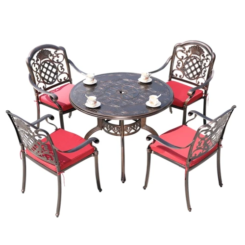 Комплект мебели из литого алюминия стол Палм(100см) + 4 кресла Гуерлайн