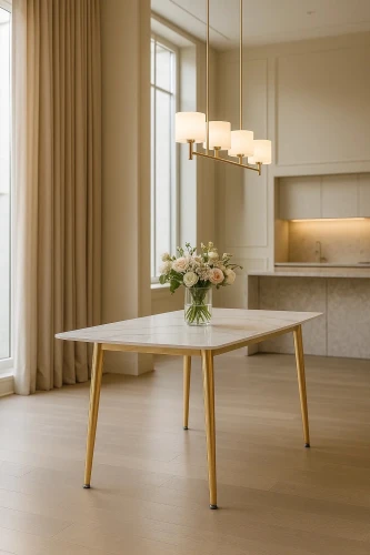 Стол обеденный Рио Голд DT-2849, 110х70х76 см, белый мрамор Статуарио/глянцевое золото