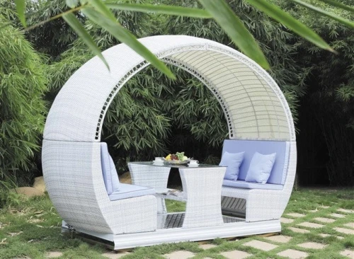 Маятниковые качели со столом Derong из искусственного ротанга