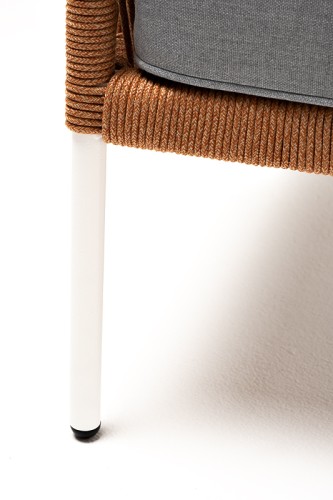 "Канны" кресло плетеное из роупа, каркас алюминий светло-серый (RAL7035) муар, роуп бежевый круглый, ткань светло-серая