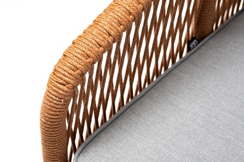 "Канны" кресло плетеное из роупа, каркас алюминий светло-серый (RAL7035) муар, роуп бежевый круглый, ткань светло-серая