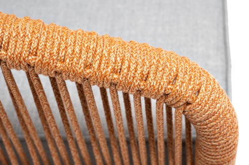 "Канны" кресло плетеное из роупа, каркас алюминий светло-серый (RAL7035) муар, роуп бежевый круглый, ткань светло-серая