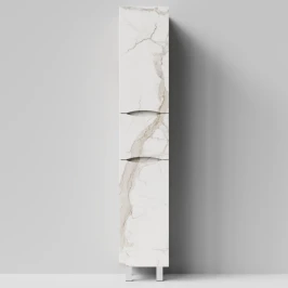 Пенал Лайт 35 напольный, Мрамор Белый натур милк ПВХ 2537, левый