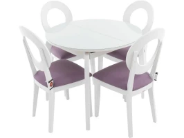 Обеденная группа (Стол Ривьера круг и 4 стула Коломбо-2), белый