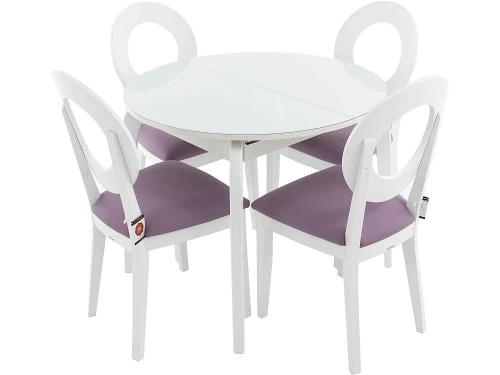 Обеденная группа (Стол Ривьера круг и 4 стула Коломбо-2), белый