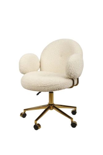 Кресло офисное Клауд-2 DR-1252-A-OF, 65х63х89, ткань букле белый/золотые ноги