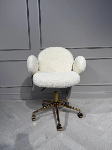 Кресло офисное Клауд-2 DR-1252-A-OF, 65х63х89, ткань букле белый/золотые ноги