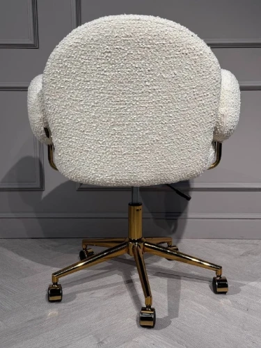 Кресло офисное Клауд-2 DR-1252-A-OF, 65х63х89, ткань букле белый/золотые ноги