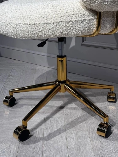 Кресло офисное Клауд-2 DR-1252-A-OF, 65х63х89, ткань букле белый/золотые ноги