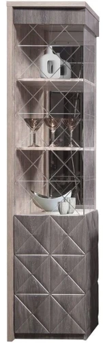 Шкаф с витриной «Монако П» КМК 0673.7, Сосна натуральная/Дуб шале графит