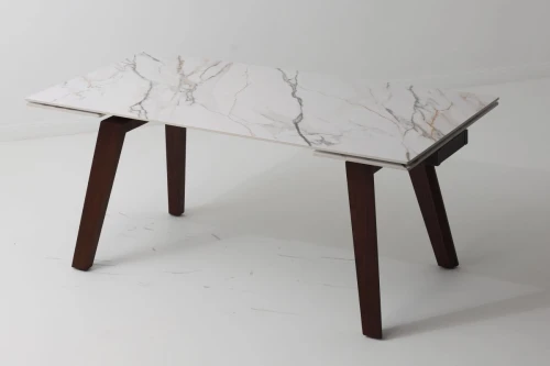 Стол BETIS 180 MATTE GILDED WHITE SOLID CERAMIC / Орех, ®DISAUR
