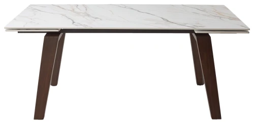 Стол BETIS 180 MATTE GILDED WHITE SOLID CERAMIC / Орех, ®DISAUR
