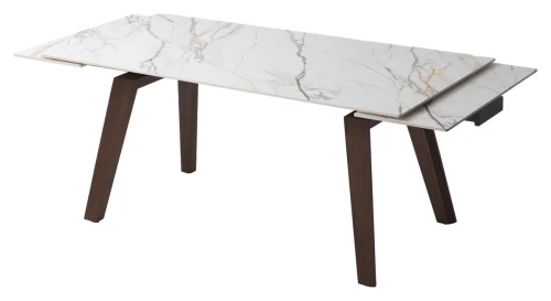 Стол BETIS 180 MATTE GILDED WHITE SOLID CERAMIC / Орех, ®DISAUR