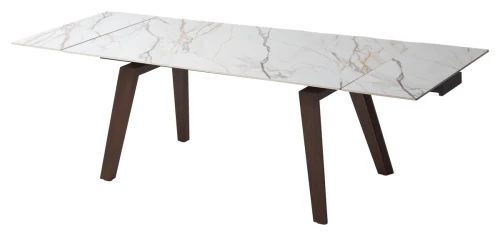 Стол BETIS 180 MATTE GILDED WHITE SOLID CERAMIC / Орех, ®DISAUR