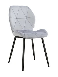 DC826 Стул мягкий, СЕРО-ГОЛУБОЙ#G62-85 велюр, каркас металл черный КРУГЛЫЙ